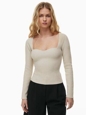 Aritzia/Babaton | Sculpt Knit Sweetheart Longsleeve | Cream | Medium